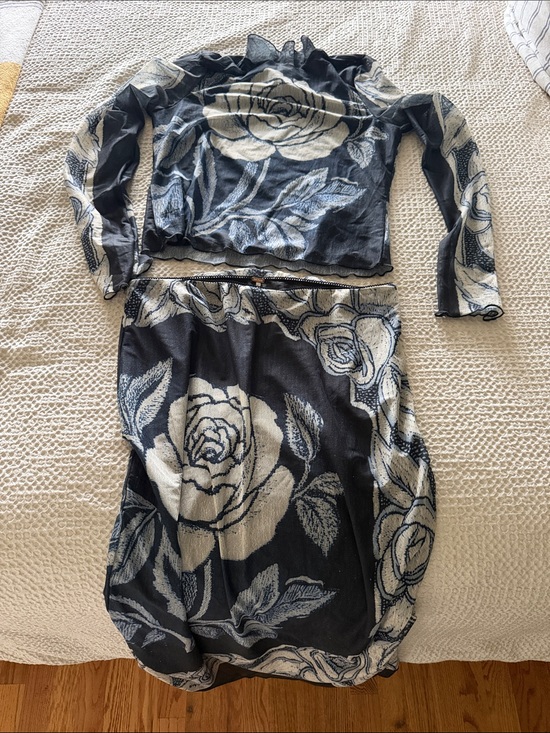 Free People Dresses & Skirts - Free People Black and Cream Floral Skirt Set